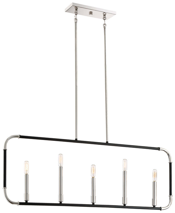 Minka-Lavery 4065-572 Five Light Island Pendant, Coal W/Polished Nickel Highlig