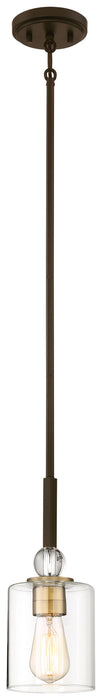 Minka-Lavery 3070-416 One Light Mini Pendant, Painted Bronze W/Natural Brush