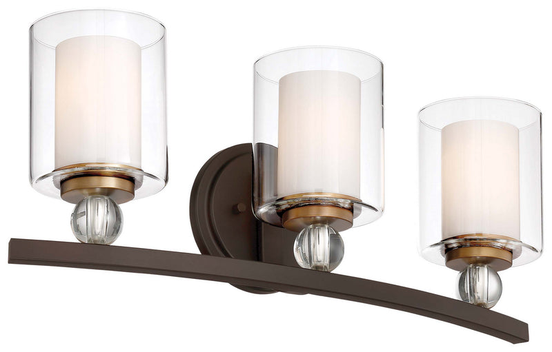 Minka-Lavery 3073-416 Three Light Bath, Painted Bronze W/Natural Brush