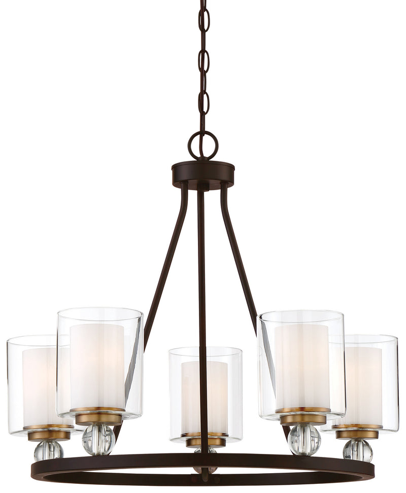 Minka-Lavery 3075-416 Five Light Chandelier, Painted Bronze W/Natural Brush