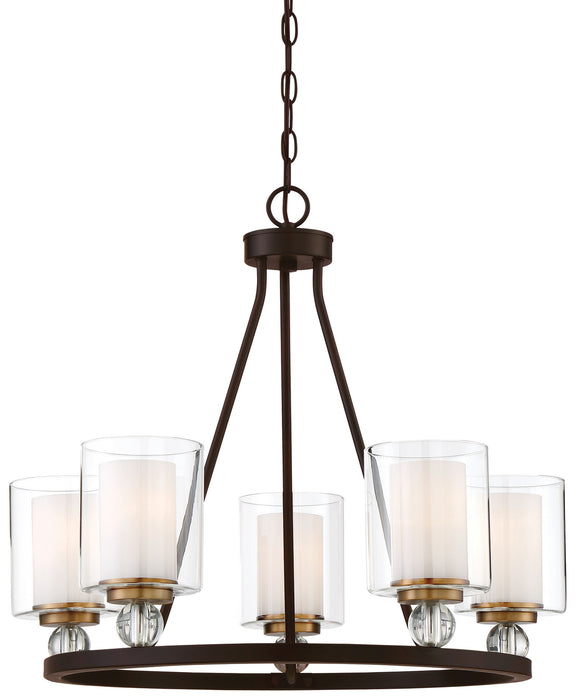 Minka-Lavery 3075-416 Five Light Chandelier, Painted Bronze W/Natural Brush