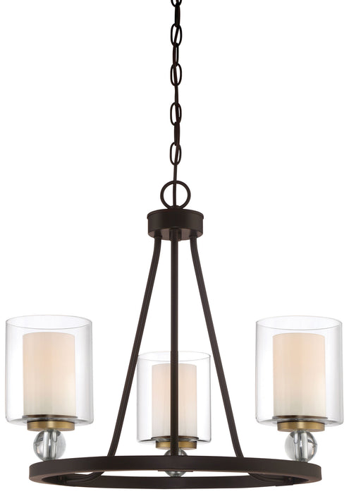 Minka-Lavery 3077-416 Three Light Chandelier, Painted Bronze W/Natural Brush