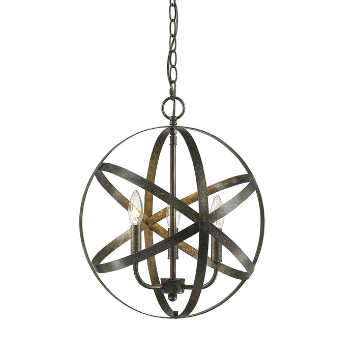 Millennium 3235-AS Three Light Pendant, Antique Silver