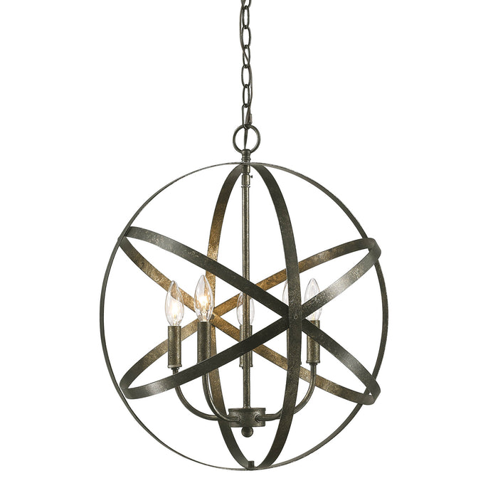 Millennium 3239-AS Five Light Pendant, Antique Silver