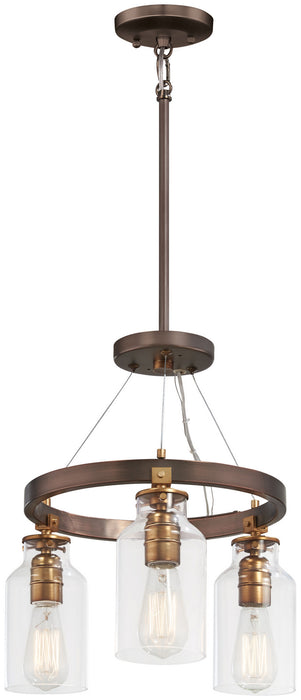 Minka-Lavery 4553-588 Three Light Semi Flush (Convertible To Pendant), Harvard Court Bronze W/Gold Hi