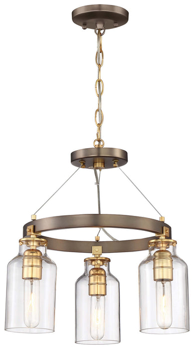 Minka-Lavery 4553-588 Three Light Semi Flush (Convertible To Pendant), Harvard Court Bronze W/Gold Hi