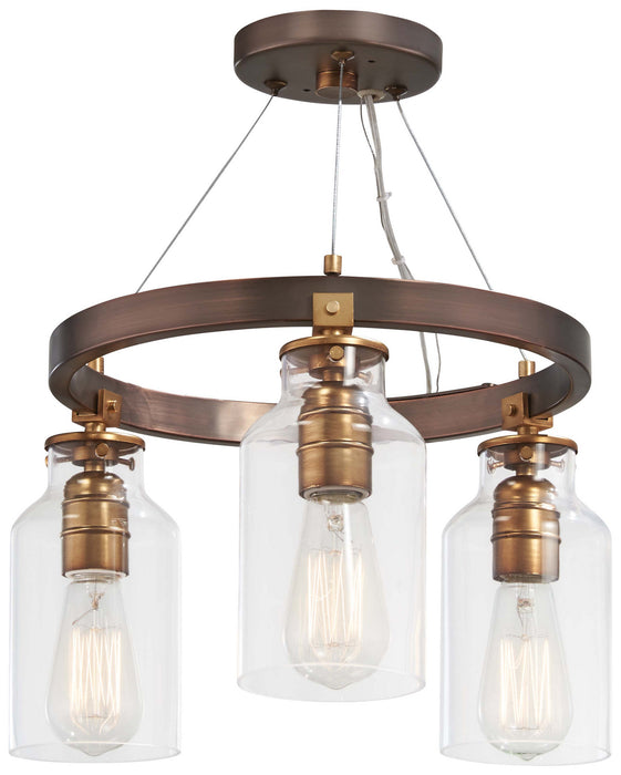 Minka-Lavery 4553-588 Three Light Semi Flush (Convertible To Pendant), Harvard Court Bronze W/Gold Hi