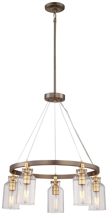Minka-Lavery 4555-588 Five Light Chandelier, Harvard Court Bronze W/Gold Hi