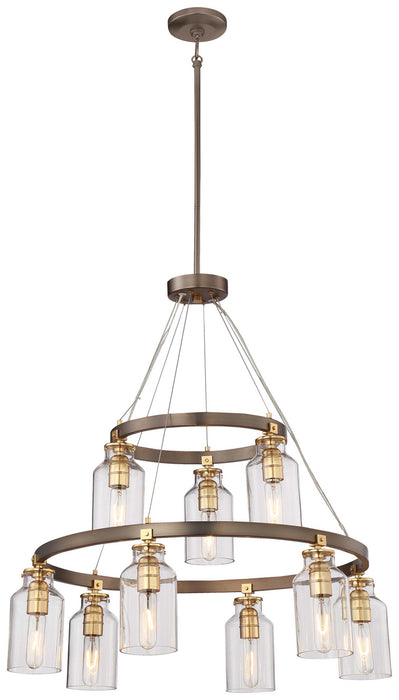 Minka-Lavery 4559-588 Nine Light Chandelier, Harvard Court Bronze W/Gold Hi
