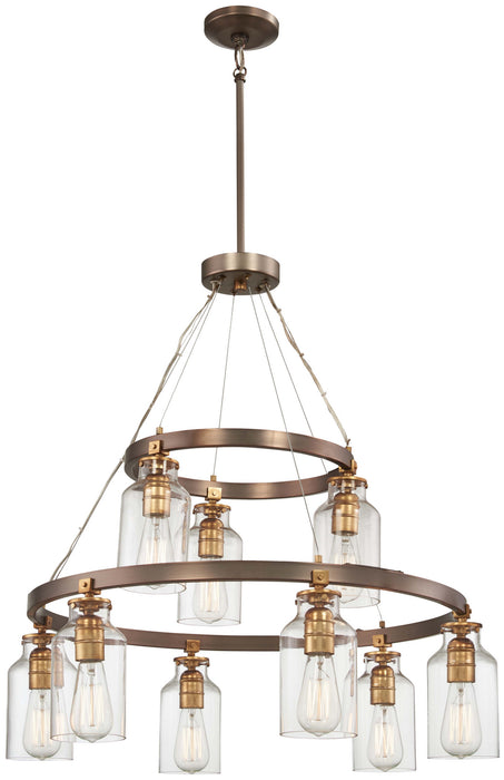 Minka-Lavery 4559-588 Nine Light Chandelier, Harvard Court Bronze W/Gold Hi
