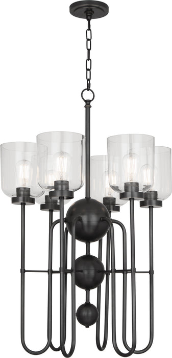 Robert Abbey Z410 Six Light Chandelier, Deep Patina Bronze