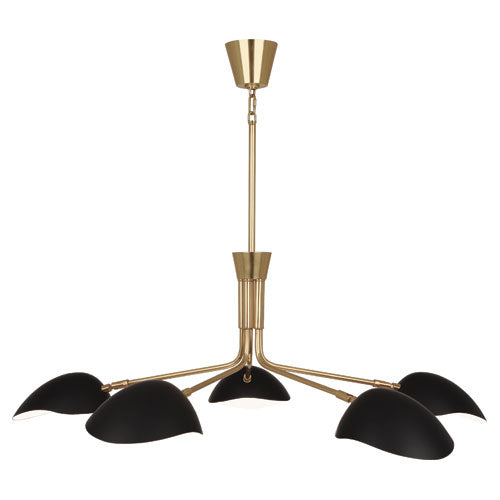 Robert Abbey 1522 Five Light Chandelier, Modern Brass w/Matte Black