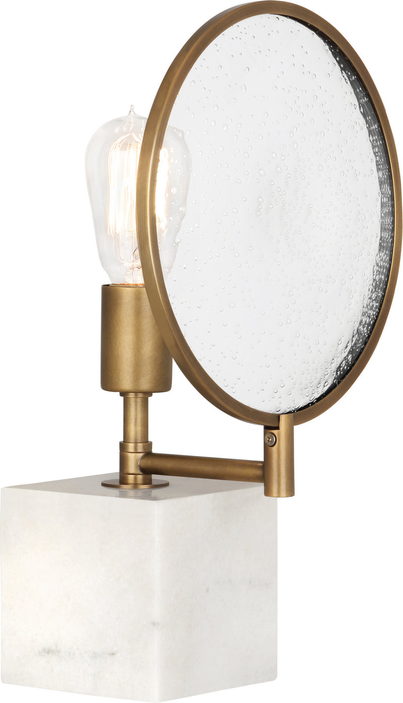 Robert Abbey 1526 One Light Accent Lamp, Alabaster Stone/Aged Brass