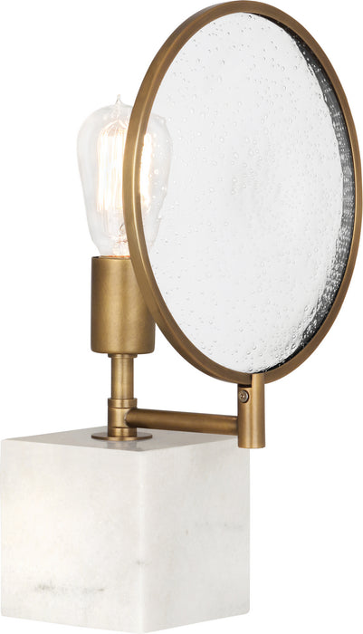 Robert Abbey 1526 One Light Accent Lamp, Alabaster Stone/Aged Brass