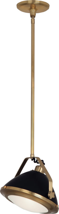 Robert Abbey 1582 One Light Pendant, Antique Brass w/Matte Black Painted