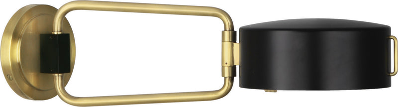 Robert Abbey 1597 One Light Wall Swinger, Satin Black w/Modern Brass