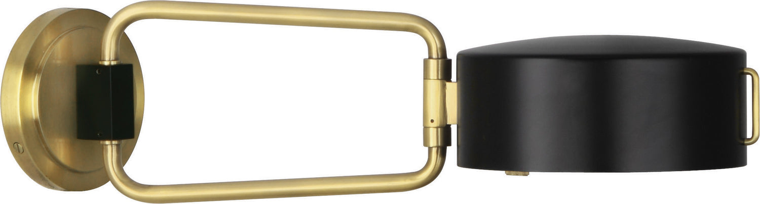 Robert Abbey 1597 One Light Wall Swinger, Satin Black w/Modern Brass