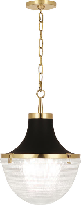 Robert Abbey 3391 One Light Pendant, Modern Brass w/Matte Black Hood