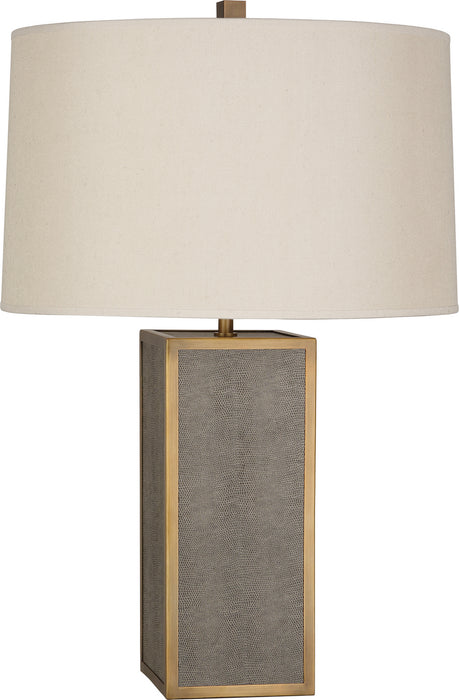 Robert Abbey 898 One Light Table Lamp, Faux Brown Snakeskin Wrapped w/Aged Brass