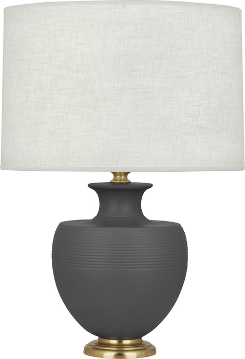 Robert Abbey MCR21 One Light Table Lamp, Matte Ash Glazed Ceramic w/Modern Brass