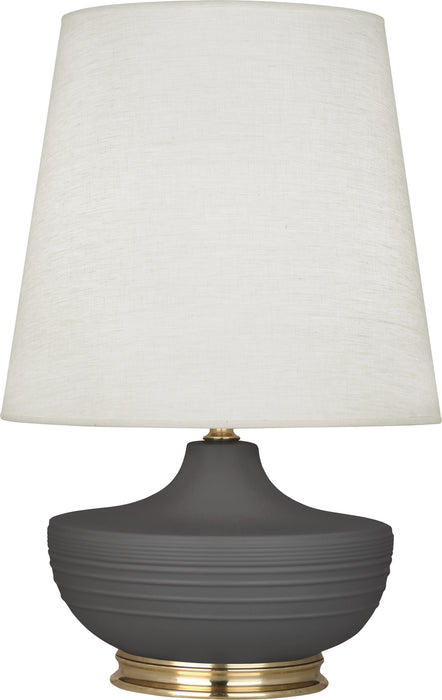 Robert Abbey MCR24 One Light Table Lamp, Matte Ash Glazed Ceramic w/Modern Brass