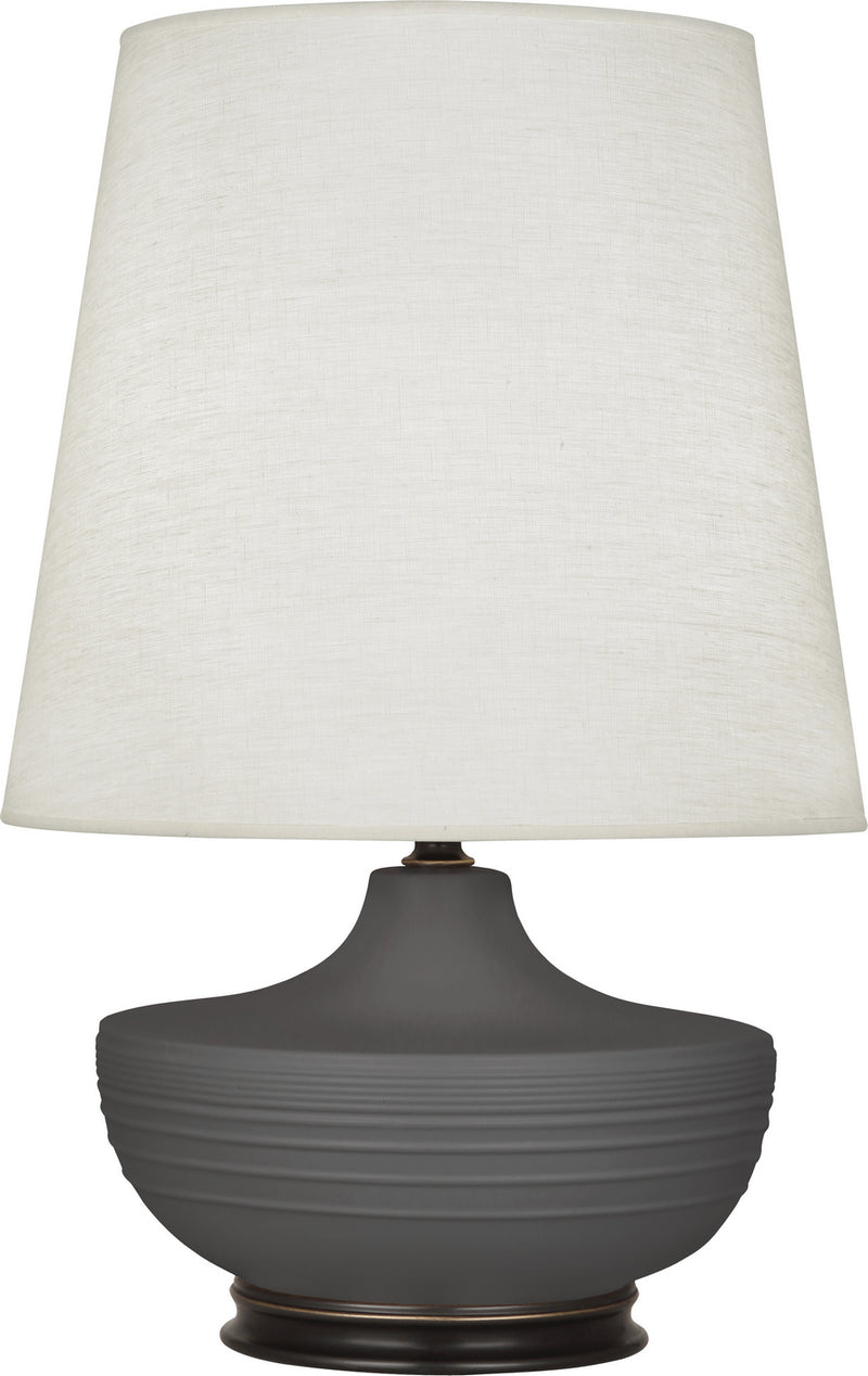 Robert Abbey MCR25 One Light Table Lamp, Matte Ash Glazed Ceramic w/Deep Patina Bronze