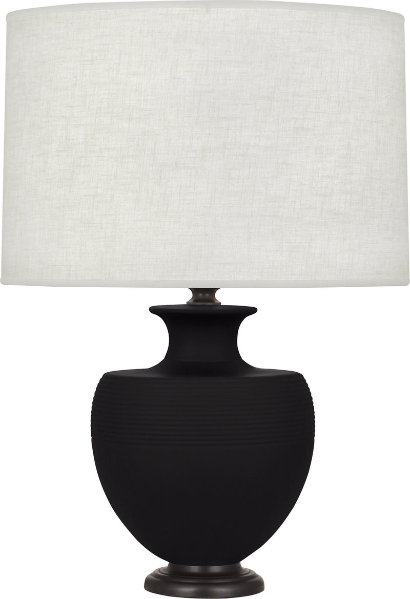 Robert Abbey MDC22 One Light Table Lamp, Matte Dark Coal Glazed Ceramic w/Deep Patina Bronze