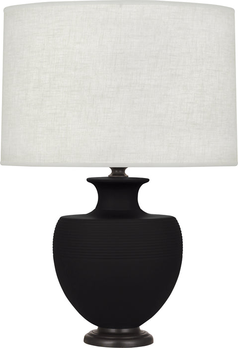 Robert Abbey MDC22 One Light Table Lamp, Matte Dark Coal Glazed Ceramic w/Deep Patina Bronze