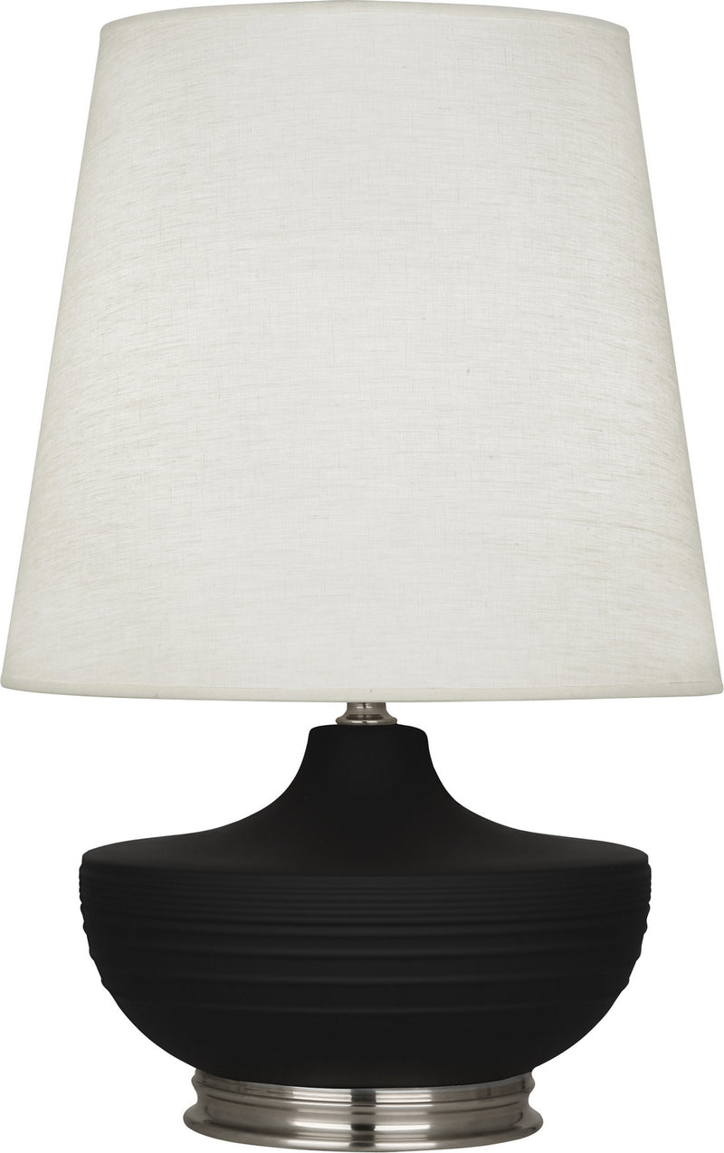 Robert Abbey MDC23 One Light Table Lamp, Matte Dark Coal Glazed Ceramic w/Dark Antique Nickel