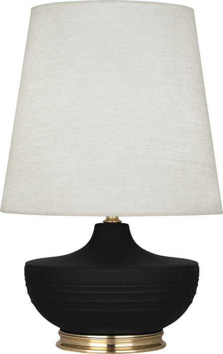 Robert Abbey MDC24 One Light Table Lamp, Matte Dark Coal Glazed Ceramic w/Modern Brass