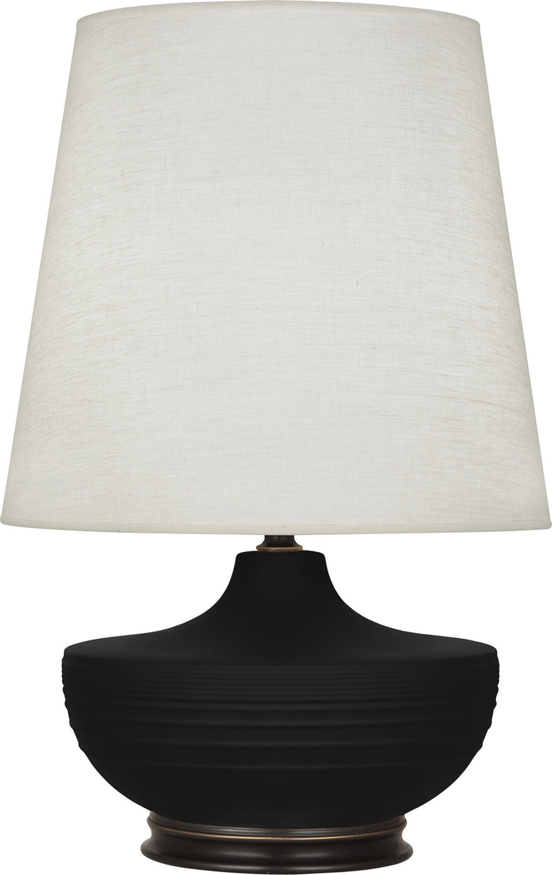 Robert Abbey MDC25 One Light Table Lamp, Matte Dark Coal Glazed Ceramic w/Deep Patina Bronze