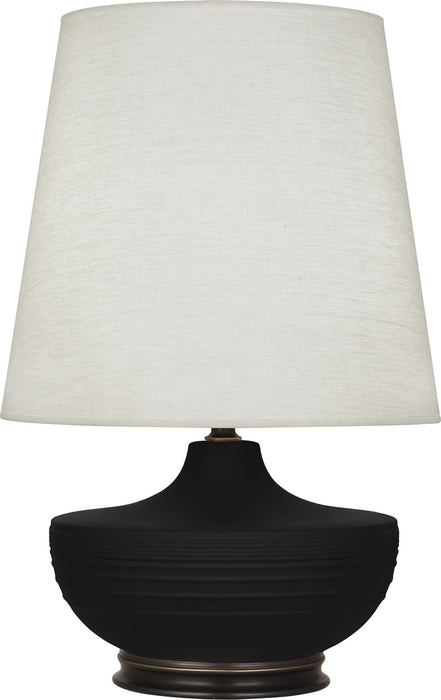 Robert Abbey MDC25 One Light Table Lamp, Matte Dark Coal Glazed Ceramic w/Deep Patina Bronze