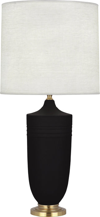 Robert Abbey MDC27 One Light Table Lamp, Matte Dark Coal Glazed Ceramic w/Modern Brass
