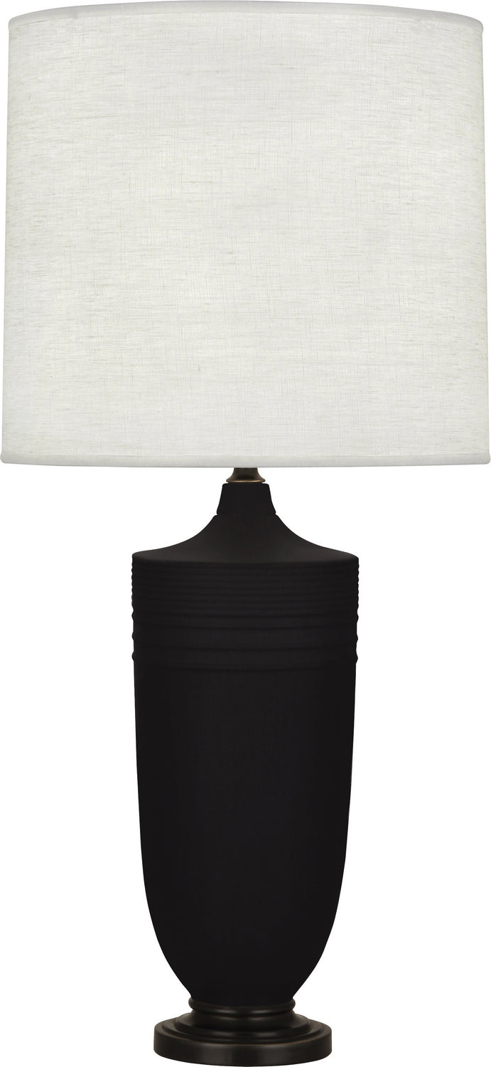 Robert Abbey MDC28 One Light Table Lamp, Matte Dark Coal Glazed Ceramic w/Deep Patina Bronze