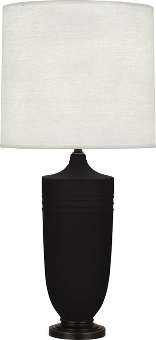 Robert Abbey MDC28 One Light Table Lamp, Matte Dark Coal Glazed Ceramic w/Deep Patina Bronze