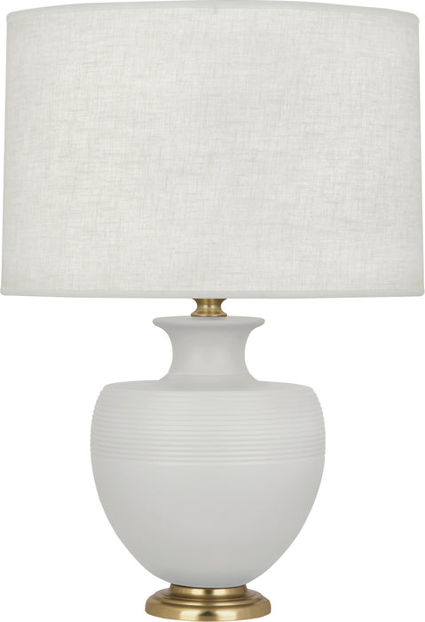 Robert Abbey MDV21 One Light Table Lamp, Matte Dove Glazed Ceramic w/Modern Brass