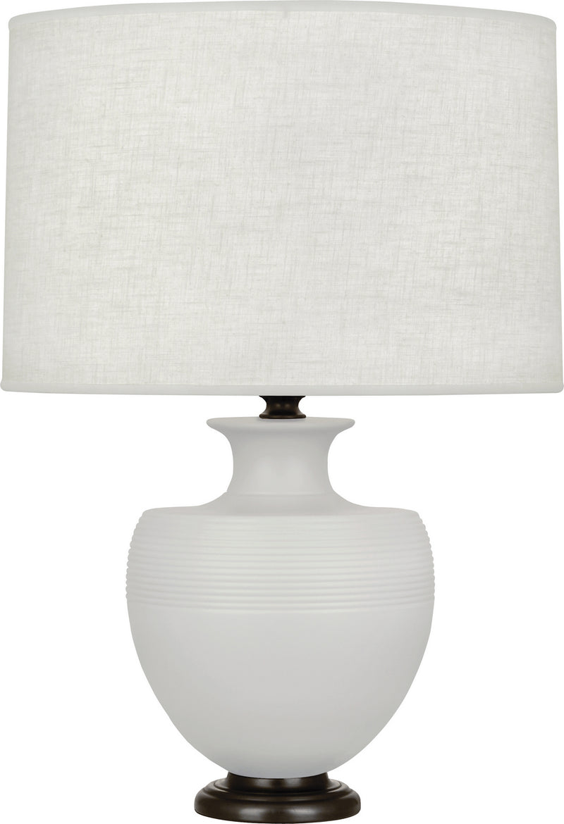 Robert Abbey MDV22 One Light Table Lamp, Matte Dove Glazed Ceramic w/Deep Patina Bronze