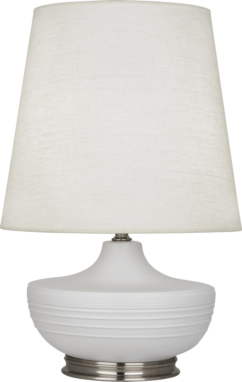 Robert Abbey MDV23 One Light Table Lamp, Matte Dove Glazed Ceramic w/Dark Antique Nickel