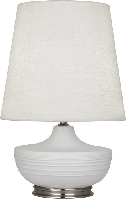 Robert Abbey MDV23 One Light Table Lamp, Matte Dove Glazed Ceramic w/Dark Antique Nickel