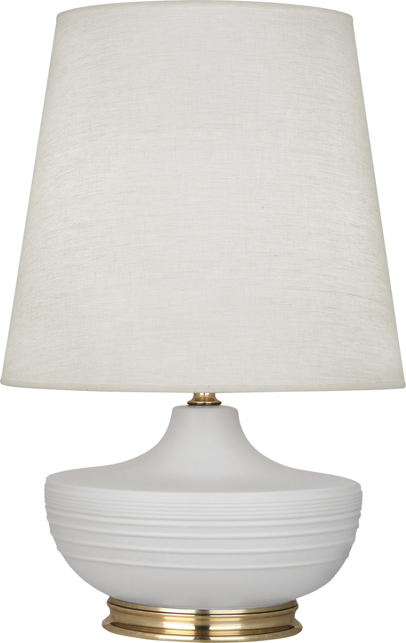 Robert Abbey MDV24 One Light Table Lamp, Matte Dove Glazed Ceramic w/Modern Brass