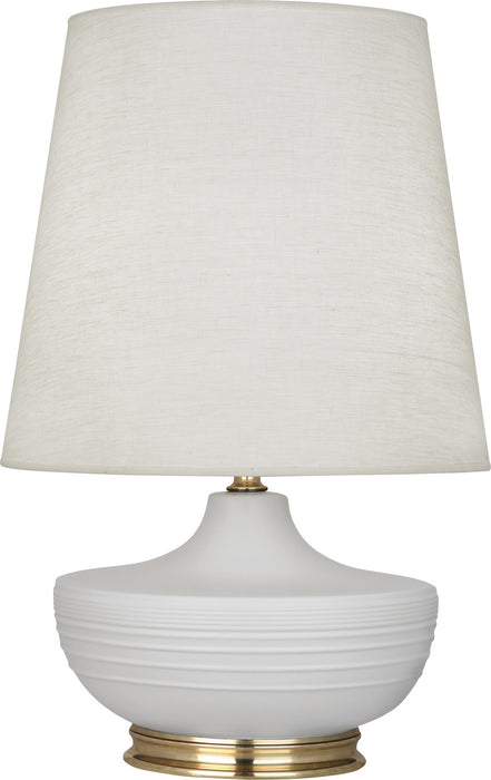 Robert Abbey MDV24 One Light Table Lamp, Matte Dove Glazed Ceramic w/Modern Brass