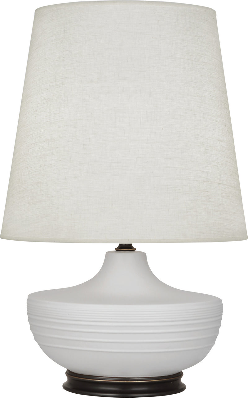 Robert Abbey MDV25 One Light Table Lamp, Matte Dove Glazed Ceramic w/Deep Patina Bronze