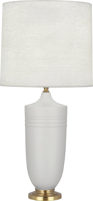 Robert Abbey MDV27 One Light Table Lamp, Matte Dove Glazed Ceramic w/Modern Brass