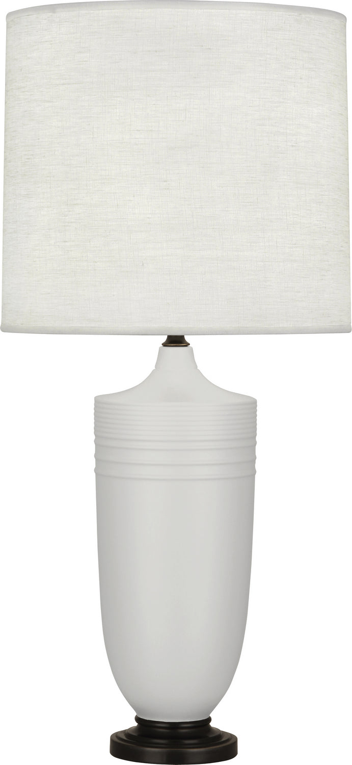 Robert Abbey MDV28 One Light Table Lamp, Matte Dove Glazed Ceramic w/Deep Patina Bronze