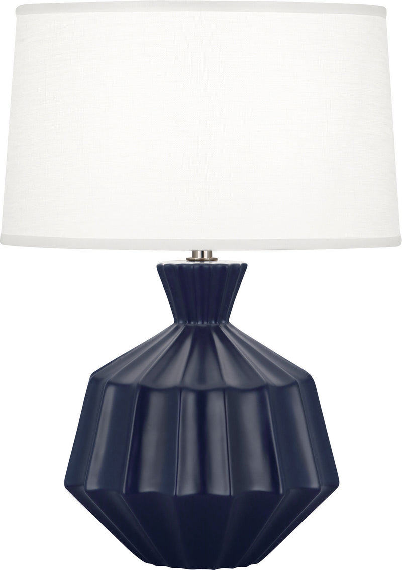 Robert Abbey MMB18 One Light Table Lamp, Matte Midnight Blue Glazed Ceramic