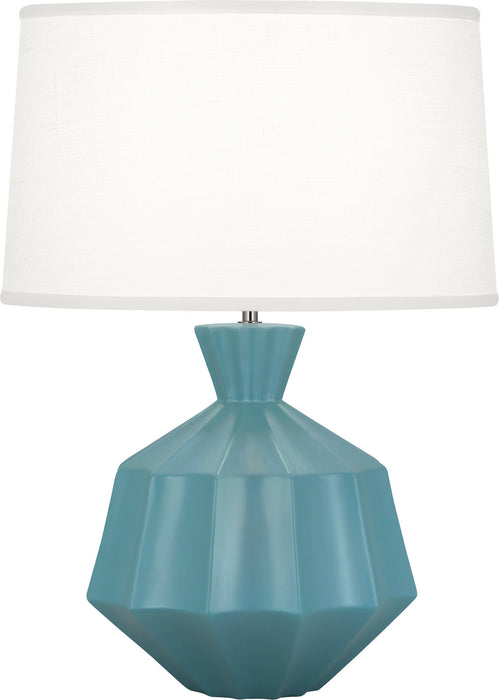 Robert Abbey MOB17 One Light Table Lamp, Matte Steel Blue Glazed Ceramic