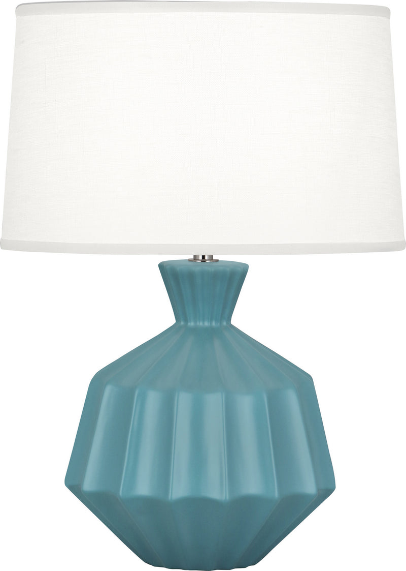 Robert Abbey MOB18 One Light Table Lamp, Matte Steel Blue Glazed Ceramic