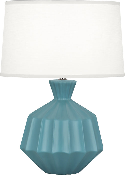 Robert Abbey MOB18 One Light Table Lamp, Matte Steel Blue Glazed Ceramic