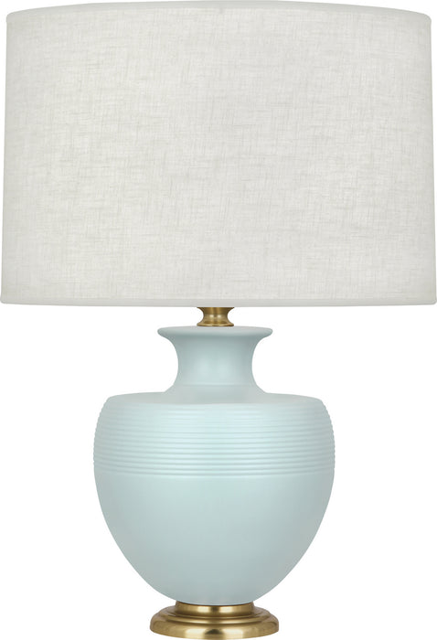 Robert Abbey MSB21 One Light Table Lamp, Matte Sky Blue Glazed Ceramic w/Modern Brass