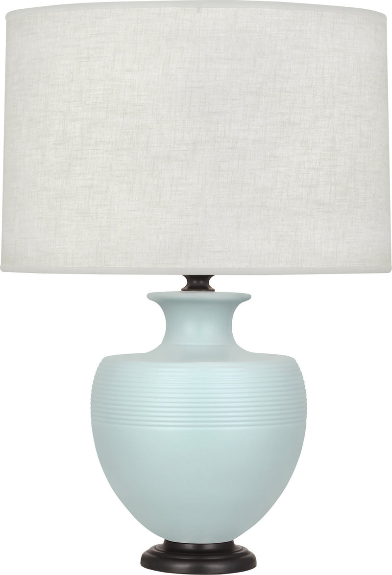 Robert Abbey MSB22 One Light Table Lamp, Matte Sky Blue Glazed Ceramic w/Deep Patina Bronze